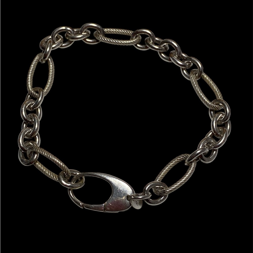 925 Italy Oval Twisted Cable and Circular Chain Bracelet mark signed CI 17gms
